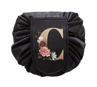 Bolsa organizadora de cosméticos con cordón para mujer, bolsa de viaje para guardar artículos de aseo personal, bolsa de maquillaje de gran capacidad, serie dorada, 9dorado C, Talla única