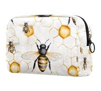 Bolsa organizadora de cosméticos con diseño de abejas en colmena para mujer, bolsa organizadora de maquillaje grande con cremallera, multicolor, 18.5x7.5x13cm/7.3x3x5.1in, Neceser