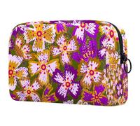 Bolsa organizadora de cosméticos con diseño de flores silvestres botánicas para mujer, bolsa organizadora de maquillaje grande con cremallera, multicolor, 18.5x7.5x13cm/7.3x3x5.1in, Neceser
