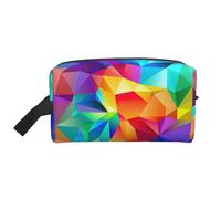 Bolsa organizadora de cosméticos de moda con estampado geométrico de arco iris, bolsa organizadora de accesorios de viaje para mujer, bolsa de cosméticos, diseño geométrico arcoíris, talla única, Arco