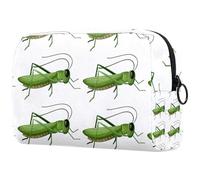 Bolsa organizadora de cosméticos para mujer, diseño de saltamontes, langostas, insectos, de viaje, con cremallera, color verde, multicolor, 18.5x7.5x13cm/7.3x3x5.1in, Neceser