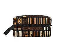 Bolsa organizadora de cosméticos portátil con estampado tribal de tela de barro africano, bolsa de almacenamiento de gran capacidad