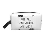 Bolsa organizadora de cosméticos portátil con texto en inglés "Not All Who Wander are Lost" de viaje, de gran capacidad