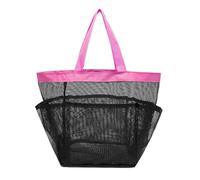 Bolsa organizadora de ducha de malla, color negro, portátil, de tela de malla, adecuada para exteriores y almacenamiento, asegúrate de que todo sea fácilmente accesible (rosa)