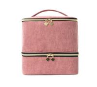 Bolsa organizadora de esmalte de uñas, almacenamiento de doble capa para 30 botellas, estuche de transporte portátil de barniz, Pink, 1 count (Pack of 1)