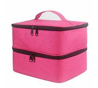 Bolsa organizadora de esmalte de uñas, bolsa de maquillaje de doble capa, bolsas de almacenamiento de esmalte de uñas con capacidad para 30 botellas, hot pink, moda