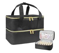 Bolsa organizadora de esmalte de uñas, funda de transporte de esmalte de uñas con asas resistentes, almacenamiento de esmalte de uñas de doble capa, capacidad para 40 botellas de esmalte de uñas y 1