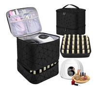 Bolsa organizadora de esmalte de uñas, organizador de kit de uñas con capacidad para 30 botellas, funda de transporte de doble capa, funda de transporte para secadora de uñas, estuche organizador para