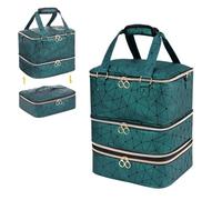 Bolsa organizadora de esmaltes de uñas de 3 Capas, 84 Compartimentos, Gran Capacidad, for aceites Esenciales, de Poliuretano, con asa, for lámpara de Gel(Green)