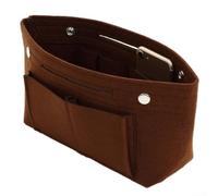Bolsa organizadora de fieltro no tejida diseñada con botón a presión y amplio espacio de almacenamiento (marrón)
