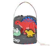Bolsa organizadora de ganchillo con diseño de dinosaurio rojo "chomp" con agujeros para herramientas de ganchillo para proyectos de ganchillo
