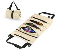 Bolsa Organizadora de Herramientas, Bolsa Porta Herramientas de Tejido Oxford 600D, Bolsa Enrollable con 5 Bolsillos con Cremallera Para Electricistas/Carpinteros/Fontaneros/Automóviles - Caqui
