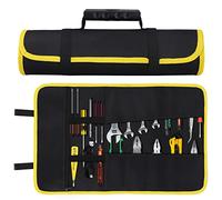 Bolsa Organizadora de Herramientas, Bolsa Porta Herramientas de Tejido Oxford 600D, Bolsa Enrollable con Bolsillo de Cremallera Para Electricistas/Carpinteros/Fontaneros/Automóviles - Negro