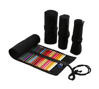 Bolsa organizadora de lona para lápices de colores, portátil, fácil de enrollar, multiaplicación para dibujo de artistas, Black, Talla única, Patrón vívido