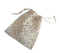 Bolsa organizadora de malla bordada decorativa, cierre de cordón seguro, almacenamiento portátil de cosméticos, accesorios de viaje, mallas bordadas de encaje, h, I