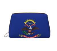 Bolsa organizadora de maquillaje con bandera de Sierra Leona, neceser de cosméticos, bolsa con cremallera para brochas (tamaño grande), Bandera del estado de Dakota del Norte, Talla única