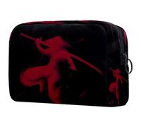 Bolsa organizadora de maquillaje con cremallera para mujer, diseño de guerrero de los clanes samuráis japoneses, color rojo, multicolor, 18.5x7.5x13cm/7.3x3x5.1in, Neceser
