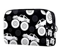 Bolsa organizadora de maquillaje con cremallera para mujer, diseño de Monster Trucks en color negro, multicolor, 18.5x7.5x13cm/7.3x3x5.1in, Neceser