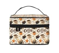 Bolsa organizadora de maquillaje con estampado Coffee 1, bonitas bolsas de cosméticos para mujeres, bolsa organizadora de maquillaje de viaje grande
