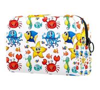 Bolsa organizadora de maquillaje con temática escolar del alfabeto, estuche de almacenamiento de cosméticos, bolsa de aseo portátil para mujeres y hombres, Multicolor 04, 18.5x7.5x13cm/7.3x3x5.1in