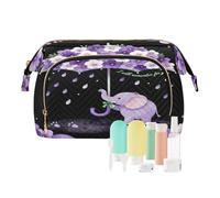 Bolsa organizadora de maquillaje con texto en inglés "I Will Remember You", diseño de flores moradas, impermeable, monedero, monedero, monedero, monedero para