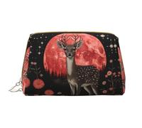 Bolsa organizadora de maquillaje de caballos verdes y naranjas, bolsa de cosméticos de tocador, bolsa con cremallera para brochas (grande), Dream Deer Art, Talla única