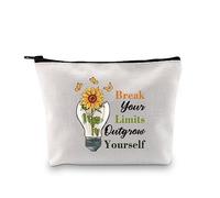 Bolsa organizadora de maquillaje de girasol, rompe tus límites, supera a ti mismo, bolsa de girasol, regalos de afirmación positiva para mujeres, Rompe tus límites supera a ti mismo