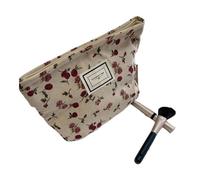 Bolsa organizadora de maquillaje de pana, con estampado retro de flores, bolsa de cosméticos para mujer, bolsa de maquillaje de viaje, estuche de almacenamiento para inodoro, K, Talla única