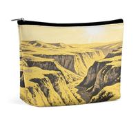 Bolsa organizadora de maquillaje de viaje impermeable, de piel sintética, diseño de barrancos en la meseta de Loess, pequeño estuche de aseo bonito, bolsa portátil con cremallera para mujeres y