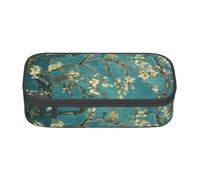 Bolsa organizadora de papelería duradera con cremallera para niños para pintar almendros y flores, estuche para suministros de oficina.