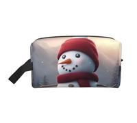 Bolsa organizadora de viaje con diseño de muñeco de nieve con texto en inglés "Merry Christmas", bolsa de aseo para hombres y mujeres, para viajes, gimnasio diario