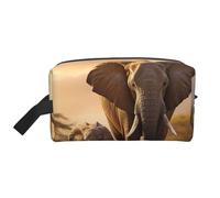 Bolsa organizadora de viaje con estampado de elefante viejo y elefante joven, neceser de aseo para hombres y mujeres, para viajes, gimnasio, uso diario