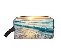 Bolsa organizadora de viaje con estampado de olas del océano, funda de almacenamiento de alta densidad con espuma protectora para dispositivos electrónicos