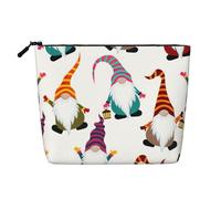 Bolsa organizadora de viaje para mujer, diseño de gnomos de Navidad, bolsa de cosméticos de cáñamo falso, gran capacidad, con cremallera