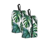 Bolsa organizadora de zapatos de viaje unisex con estampado de hojas de plátano verde, 2 unidades., Talla única, Organizador de bolsas