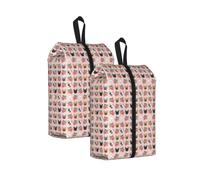 Bolsa organizadora de zapatos unisex con estampado de bulldog francés y flores, ligera, portátil, para vacaciones, 2 unidades., Talla única, Organizador de bolsas