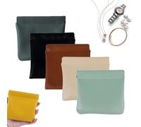 Bolsa organizadora impermeable con cierre a presión de colores sólidos, bolsa organizadora de cuero para lápiz labial, llaves, dinero y maquillaje, 5 piezas-h, 12*12cm