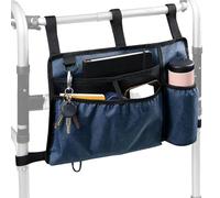 Bolsa organizadora para cochecito, bolsa organizadora para silla de ruedas, bolsa manual para silla de ruedas con portavasos para cartera, taza de agua