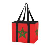 Bolsa organizadora para maletero de coche, reutilizable, con patrón de bandera de Marruecos, bolsa grande plegable con parte inferior dura y asas largas para viajes de campamento en coche, 1 paquete