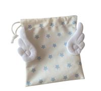 Bolsa organizadora portátil de lona con diseño de alas de estrellas, para viajes, cosméticos, papelería, a prueba de polvo, con cordón ajustable, un color, A1