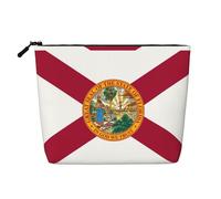 Bolsa organizadora resistente al agua de la bandera de Florida para mujer, bolsa de maquillaje de cáñamo falso, estuche grande para cosméticos
