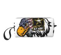 Bolsa organizadora simple con diseño de águila y bandera estadounidense del ejército estadounidense, bolsa de viaje ligera, estuche de cosméticos acolchado de espuma