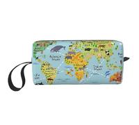 Bolsa organizadora simple con diseño de mapa del mundo, bolsa de viaje ligera, estuche de cosméticos acolchado de espuma