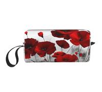 Bolsa organizadora simple con estampado de amapola roja, bolsa de viaje ligera, estuche de cosméticos acolchado de espuma