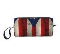 Bolsa organizadora simple con estampado de bandera de Puerto Rico, bolsa de viaje ligera, estuche de cosméticos acolchado de espuma