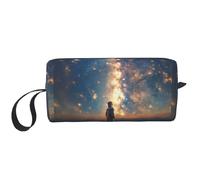Bolsa organizadora simple con estampado de cielo nocturno estrellado, bolsa de viaje ligera, estuche de cosméticos acolchado de espuma