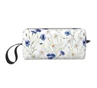 Bolsa organizadora simple con estampado de flores silvestres y margaritas de aciano, bolsa de viaje ligera, estuche de cosméticos acolchado de espuma