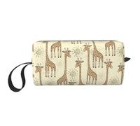 Bolsa organizadora simple con estampado de jirafas dibujadas a mano, bolsa de viaje ligera, estuche de cosméticos acolchado de espuma