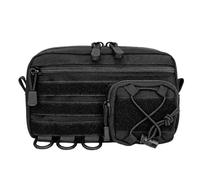 Bolsa Organizadora Táctica Horizontal Tipo Administrativa MOLLE con Bolsillo Frontal de Cordón, Compatible con Equipo Médico EMT y Uso Diario EDC(Black)