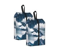 Bolsa organizadora unisex de paisaje con montañas y nubes, ligera, portátil, para vacaciones, 2 unidades., Talla única, Organizador de bolsas